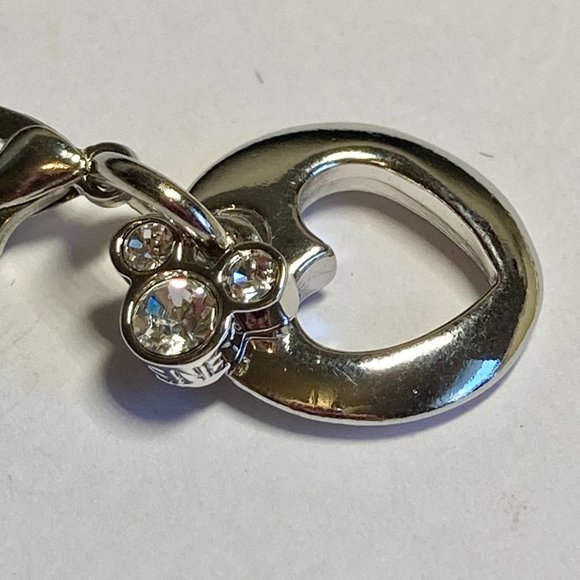 Vintage Disney Mickey Mouse Ears Charm Heart Crystal Signed Zipper Pull Bracelet - Picture 11 of 13